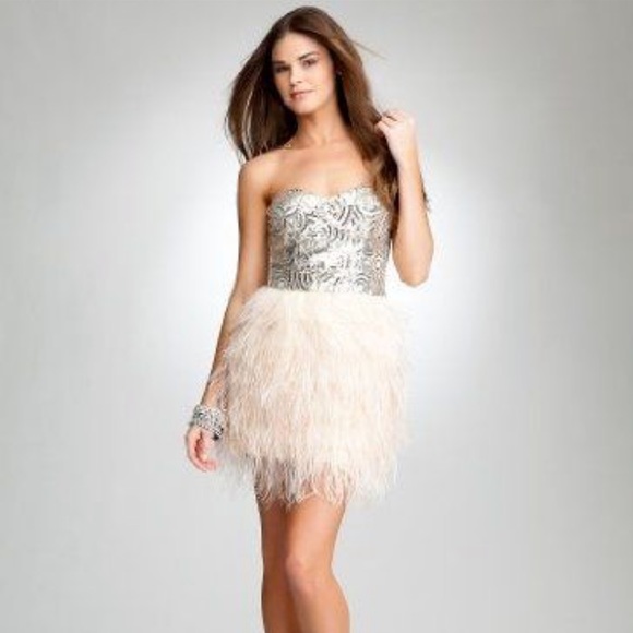 bebe sequin feather dress
